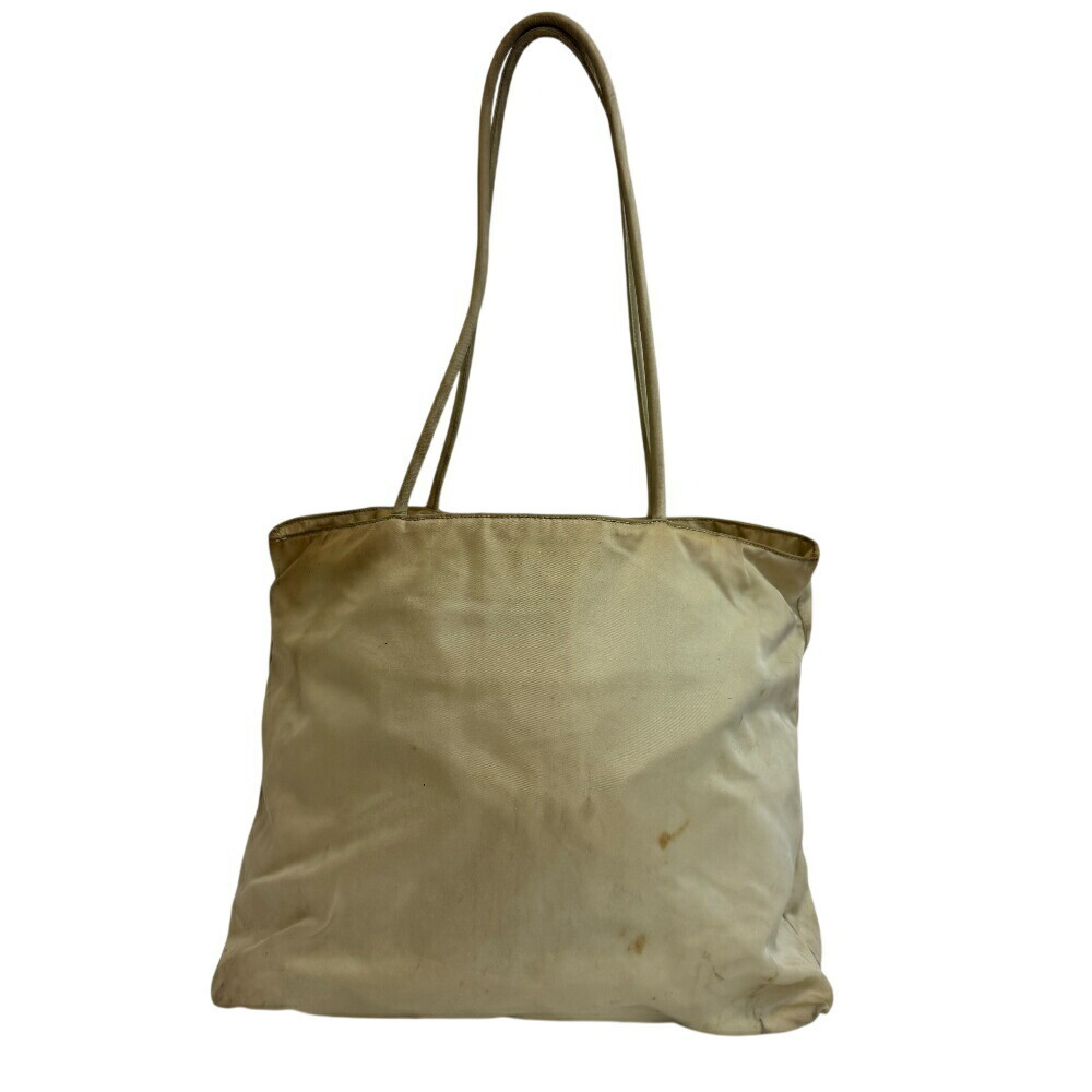 PRADA Triangle Plate Shoulder Bag Tote Beige